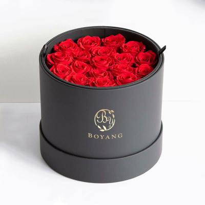 China Custom Wholesale Recyclable Logo Luxury Paper Cardboard Preserved Valentine Eternal Box I love you Rose Flowers Bouquets Gift Packaging for sale