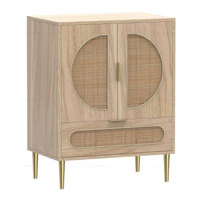 China Modern Indoor Flat Pack Living Room Storage Cabinet Arch Rattan Furniture Drawers Chest for sale