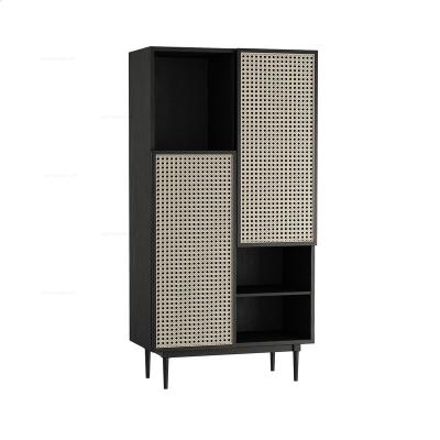 China Full assmbled nordic 2 door living room wood storage cabinet rattan sideboard for sale