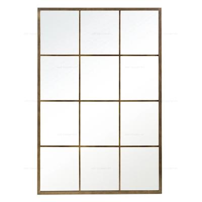 China Large Modern Integral Gold Antique Metal Sash Window Floor Mirror for sale