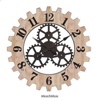 China Antique Wooden Color Style Speed ​​Moving Home Wall Clock for sale