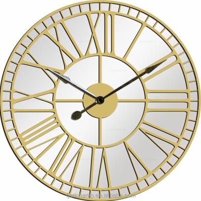 China Wholesale Antique Style Home Silent Mechanism Decorative Mirror Wall Clock for sale