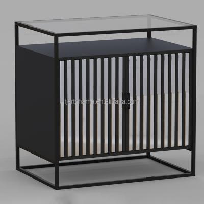 China Industrial Home Storage Furniture Metal Storage Buffet Sideboard Cabinet With Mirror Decor for sale