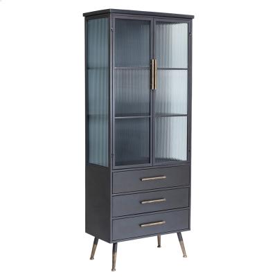 China Storage Dining Furniture Metal Display Glass Cabinet Industrial Sideboard Sideboard With Drawers for sale