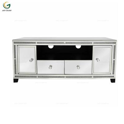 China Modern Design Modern Entertainment Unit Crushed Crystal Mirror TV Table for sale