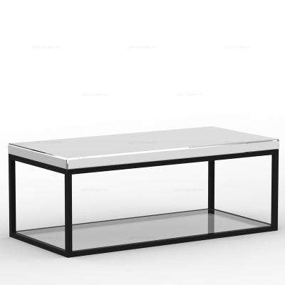 China Full Assmbled Modern Living Room Coffee Table Metal Iron Center Black Table With Mirrored Top for sale