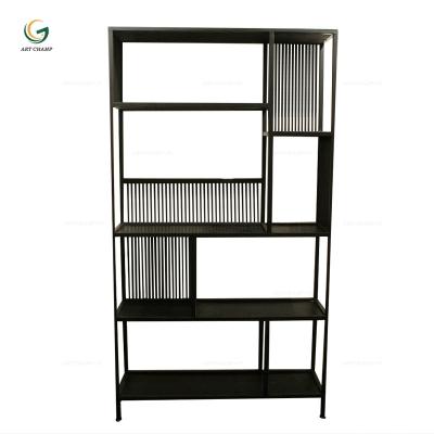 China Storage Furniture Living Room Storage Display Metal Black Painted Home Book Shelves for sale