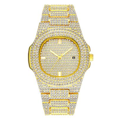 China Unisex OEM Accept Clock Alloy Woman Rhinestone Watch Set Full Diamond Stone Crystal Watch for sale