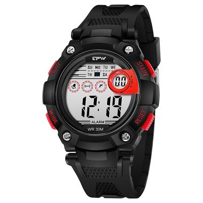 China Water Resistant Plastic Mens Black Digital Movement Electronic Digital Watches for sale