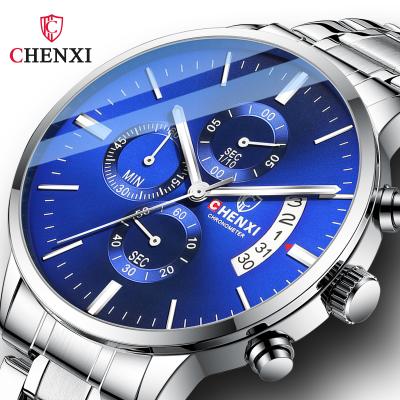 China Luxury Alarm Mens Watches Chronograph Fashion Brand Stainless Steel Sports Top Blue Waterproof Men Watch Military Wrist Watch for sale