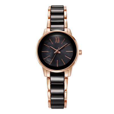 China Luxury Water Resistant Women Watches Customize Logo Ceramic Strap Rose Gold Watch BROOM Dial for sale