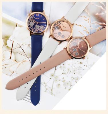 China Custom wholesale Geneva shiny lady movt japan flower water resistant glitter odm wristwatch for sale