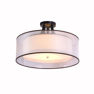 China Modern New Design Fabric Lens Semi Flush Mount Ceiling Lamp Light Fixture For Bedroom for sale