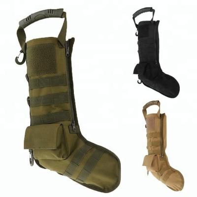 China Wholesale Hot Sale New Design Christmas Decoration MOLLE Christmas Gift Bag Military Tactical Stocking With Hook Loop Pouch For Outdoor for sale