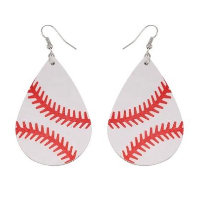 China Amazon Wholesale Hot Selling Fashion Sports Popular Leather Baseball Earrings Custom Made PU Basketball Teardrop Earring For Women for sale