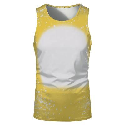 China Breathable Summer Faux Bleach Print Polyester Blank Polyester Blank Design Sublimation Soft Top Flat Backs Tank Tops For Women for sale