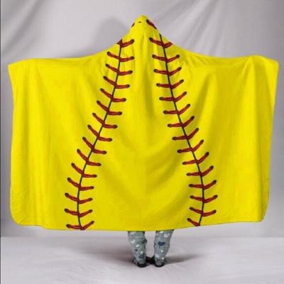 China Wholesale Custom Fire Retardant Baseball Basketball Football Fleece Thick Beach Blanket With Hoodies For Adult for sale