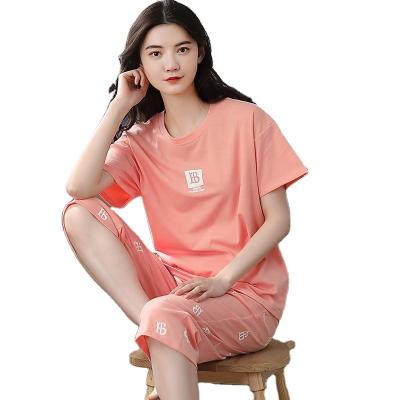 China QUICK DRY Women's Summer Shorts Sleeve Pants Nightgowns Calf Length Cartoon Print Nightgowns Korean Milk Silk Loungwear Home Wear for sale