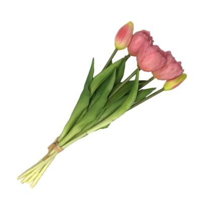 China Plastic Artificial Tulips Flowers Bouquet Natural Multicolor Wedding Decorative Touch Real Touch for sale