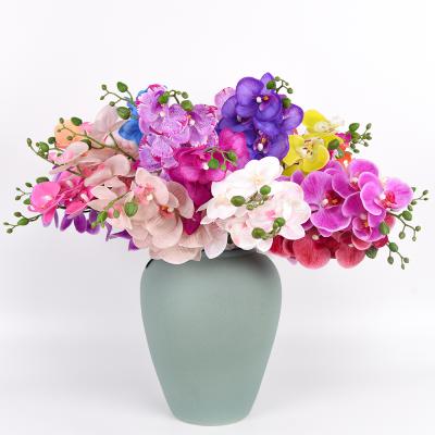 China High Quality Natural Single Stem Wedding Branch Fake Touch 5 Heads Fake Touch Purple Orchid Real Artificial for sale