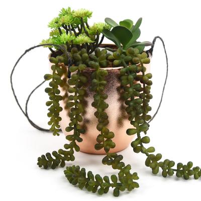 China Nordic Indoor Wall Hanging Decor Mixed Green Succulent Artificial Hanging Plants With Plastic Pot for sale