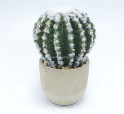 China Vivid Top Artificial Cactus Ball With Round Cement Pot_HC-DS3823-4 for sale