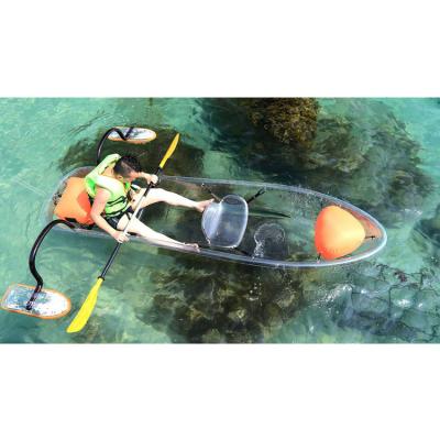 China Hot Selling Crystal Clear PE (HDPE or LLDPE) Double Seats Transparent Kayak With Aluminum Frame for sale