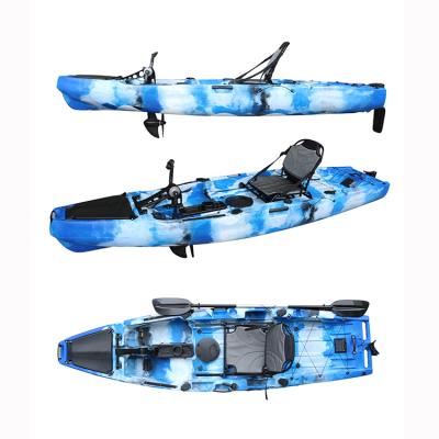 China LLDPE or HDPE Warranty 5 Years 11ft Kayak Aluminum Seat Plastic Fishing Boat With Frame With Thruster Pedal System for sale