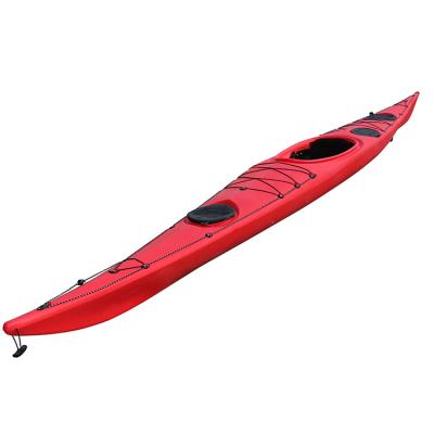 China Cheap Hot Sale PE (HDPE or LLDPE) Manufacturer Price 16.5ft Lightweight Sea Sit In Single Foot Pedal Kayak For Fishing for sale