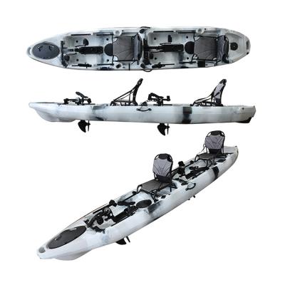 China LLDPE OR HDPE 14 Ft New Sit On Top Double Seat Aluminum Tandem Fishing Kayak With Thruster Pedal Drive For Family for sale