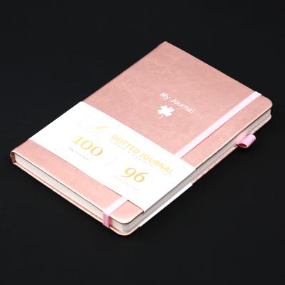 China With elastic band and pen holder; With Inner Pocket 100g A5 Paper Pu Leather Cover Size Thick Hardcover Book Dotted Journal Notebook for sale