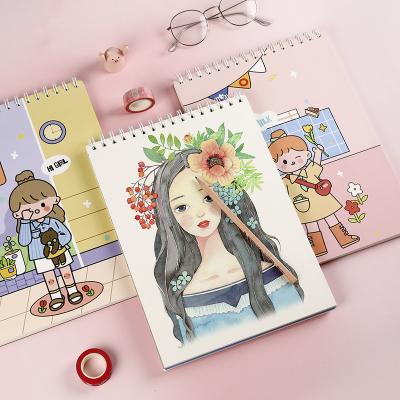 China Custom Blank Drawing Protective Cover Cartoon Sketchbook Cute Spiral Spiral Notebook for sale