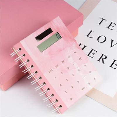 China Cute Pink Paperboard Bulk Cover Sublimation Hardcover Book Cardboard Cute Pink Spiral Notebooks With Calculator for sale