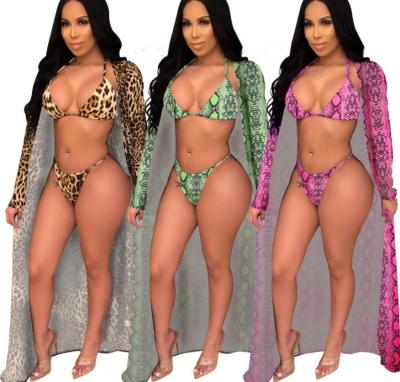 China Popular Animal Printing Breathable ACTIONS 3 Piece Swimsuit Plus Size Bathing Suit Triangle Kimono Top Beach Wear for sale