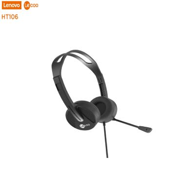 China Lenovo Lecoo HT106 Headband Wired Earphone With Mic Noise Canceling Earphones 6D Stereo Music Headset For Original Computer Headset for sale