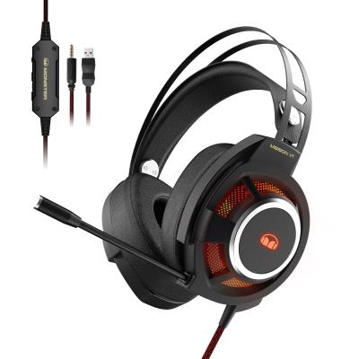 China Virtual Headband Monster Gaming Headsets Mission V1 USB7.1 Edge - Sound Over-Ear Headphones With Responsive Red RGB Lights Headband for sale