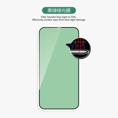 China Mobile Phone 2020 Full Glue 9H Tempered Glass Green Color Ray Screen Protector Anti-blue For Iphone 12 New Model for sale