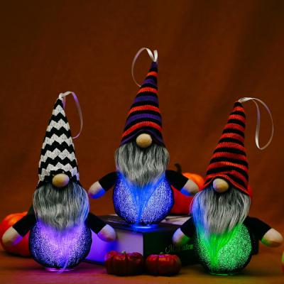 China Eco-Friendly Halloween Ornaments Glowing Faceless Dwarf Halloween Lights Doll Gnomes Scary Horror Dwarfs for sale