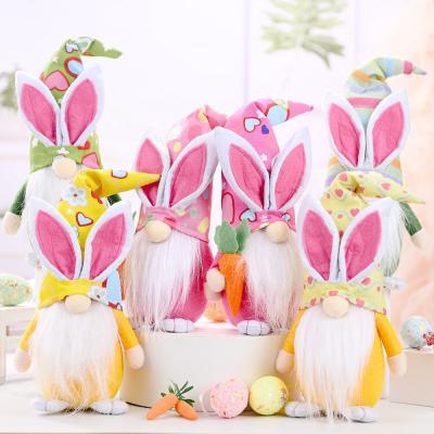 China Colorful Bunny Plush Toys Rabbit Bunny Dwarf Easter Gnome Elves Doll Participation Eco-Friendly Carrot Long Hat Ornaments Home Decoration Products for sale