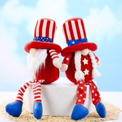 China Patriotic Eco-Friendly Independence Day Gnome Plush Dwarf Doll Ornaments Long Leg Gnome American Independence Day Gift for sale