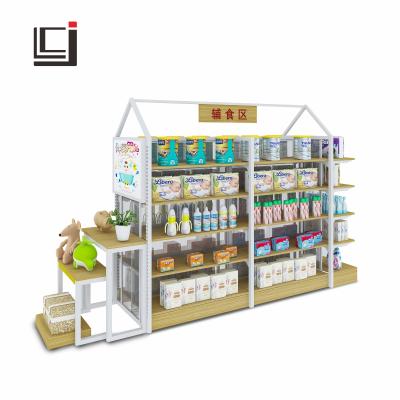 China China Single-Sided New 2020 Maternal and Infant Store Shelf Supermarket and Store Display Steel-Wood Shelf Double Side Display for sale