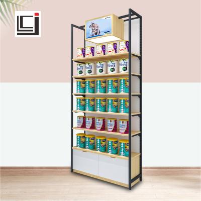 China Single-Sided Wooden Mother And Child Supplies Rack For Baby Shoes Kids Store Shelf Display Stand Baby Store for sale