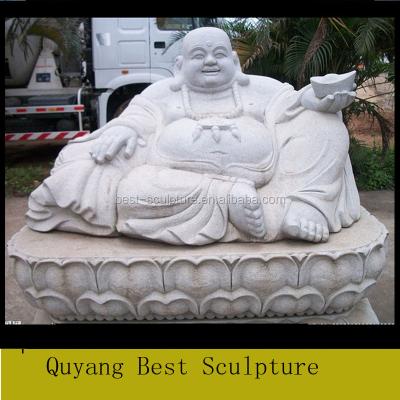 China Western Stone Carving Marble Laughing Budda Statue Sculpture For Sale for sale