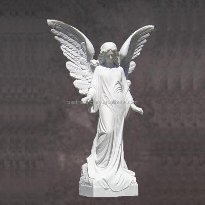 China Western Outdoor Decor Large Natural Stone Angel Statue Garden Sculpture for sale