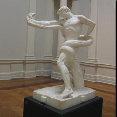 China Western White Marble Athlete Wrestling Statue Man Sculpture for sale