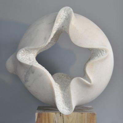 China Western White Marble Abstract Circular Round Modern Art Sculpture for sale