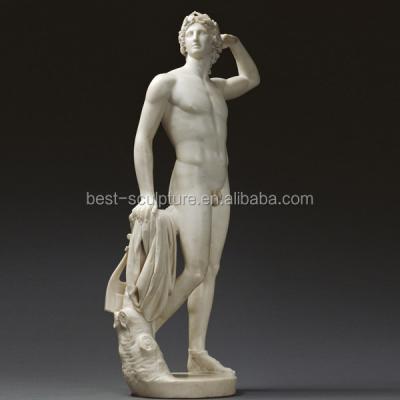 China Apollo Man Marble Statue Western Life Size Nude Sculpture for sale