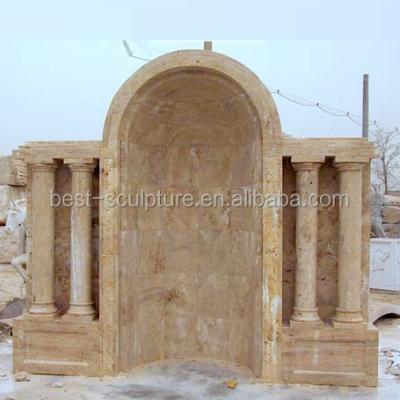 China Construction Hand Carved Stone Arch Exterior Marble Door Frame With Pillar Design for sale