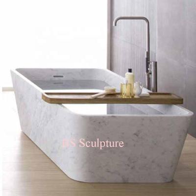 China Luxury Carrara Marble Stone Rectangle Bathtub Hotel Freestanding Customized White Bathtub For Sale for sale