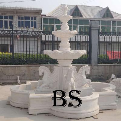 China Traditional Natural Marble Outdoor Water Fountains With Horse For Backyards for sale